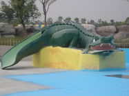 Скольжение крокодила стеклоткани небольшой спортивной площадки воды детей милое зеленое